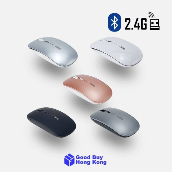 充電無線靜音滑鼠(藍牙 + 2.4GHz 雙連接模式)